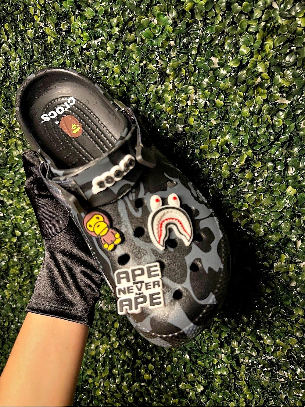 Crocs BAPE x Crocs Classic Clog Camo Clogs in Black & Pink